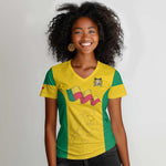 Afro Benin Football Custom Women V-Neck T-Shirt Come On Les Guepards - African Pride