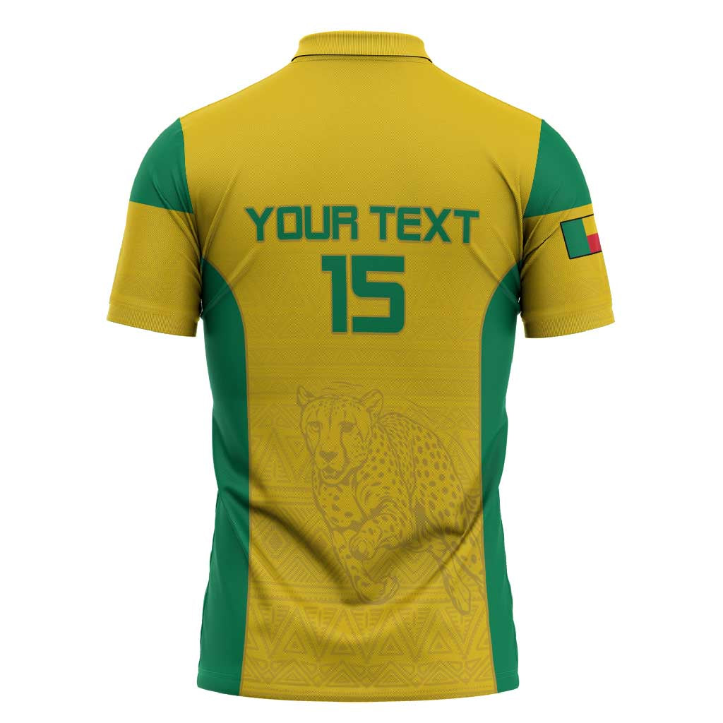Custom Benin Football Zipper Polo Shirt Go Champions Les Guepards