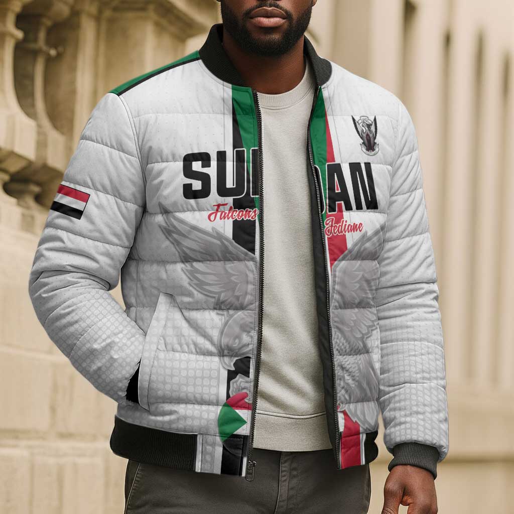 Custom Sudan Football Bomber Puffer Jacket Go Champions Falcons of Jediane