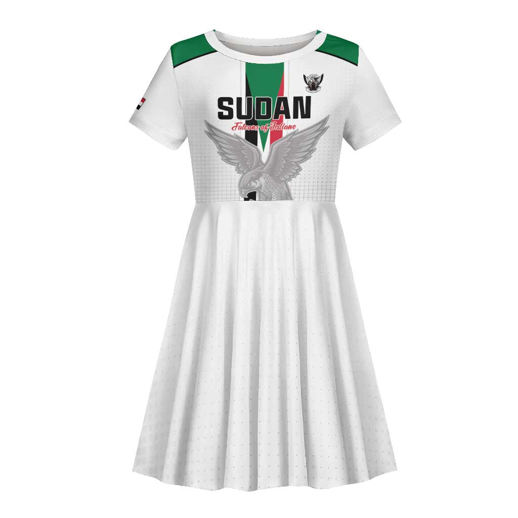 Afro Sudan Football Custom Kid Short Sleeve Dress Come On Falcons of Jediane - African Pride