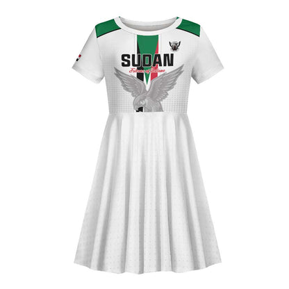 Afro Sudan Football Custom Kid Short Sleeve Dress Come On Falcons of Jediane - African Pride