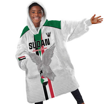 Afro Sudan Football Custom Kid Wearable Blanket Hoodie Come On Falcons of Jediane - African Pride