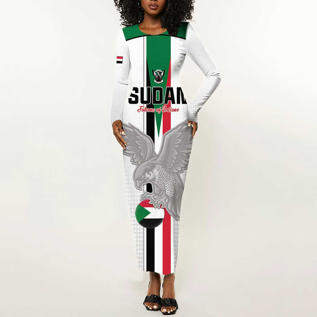 Afro Sudan Football Custom Long Sleeve Bodycon Dress Come On Falcons of Jediane - African Pride