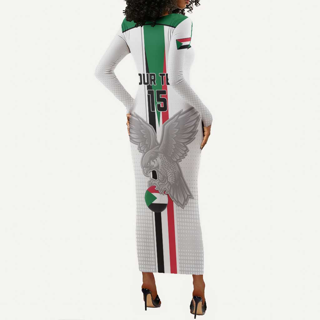 Afro Sudan Football Custom Long Sleeve Bodycon Dress Come On Falcons of Jediane - African Pride