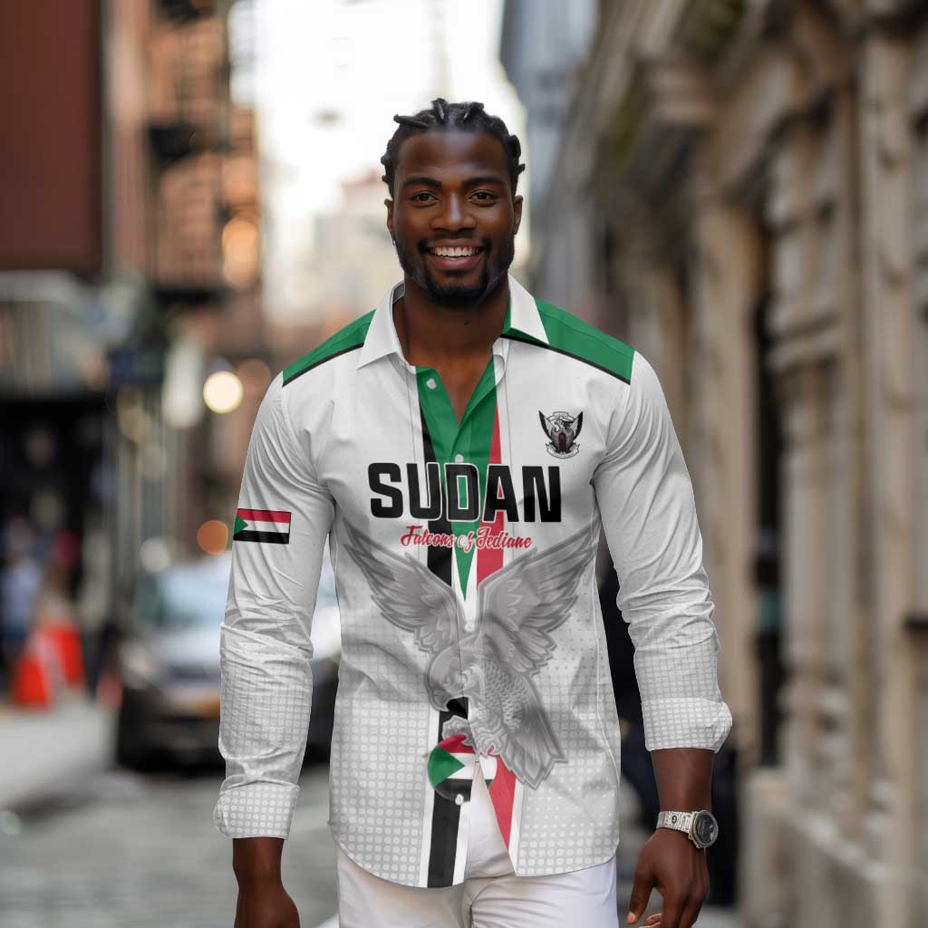 Afro Sudan Football Custom Long Sleeve Button Shirt Come On Falcons of Jediane - African Pride