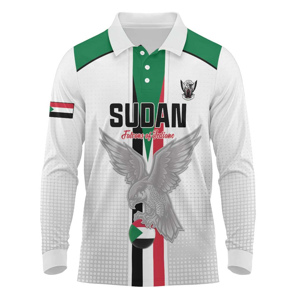 Afro Sudan Football Custom Long Sleeve Polo Shirt Come On Falcons of Jediane - African Pride