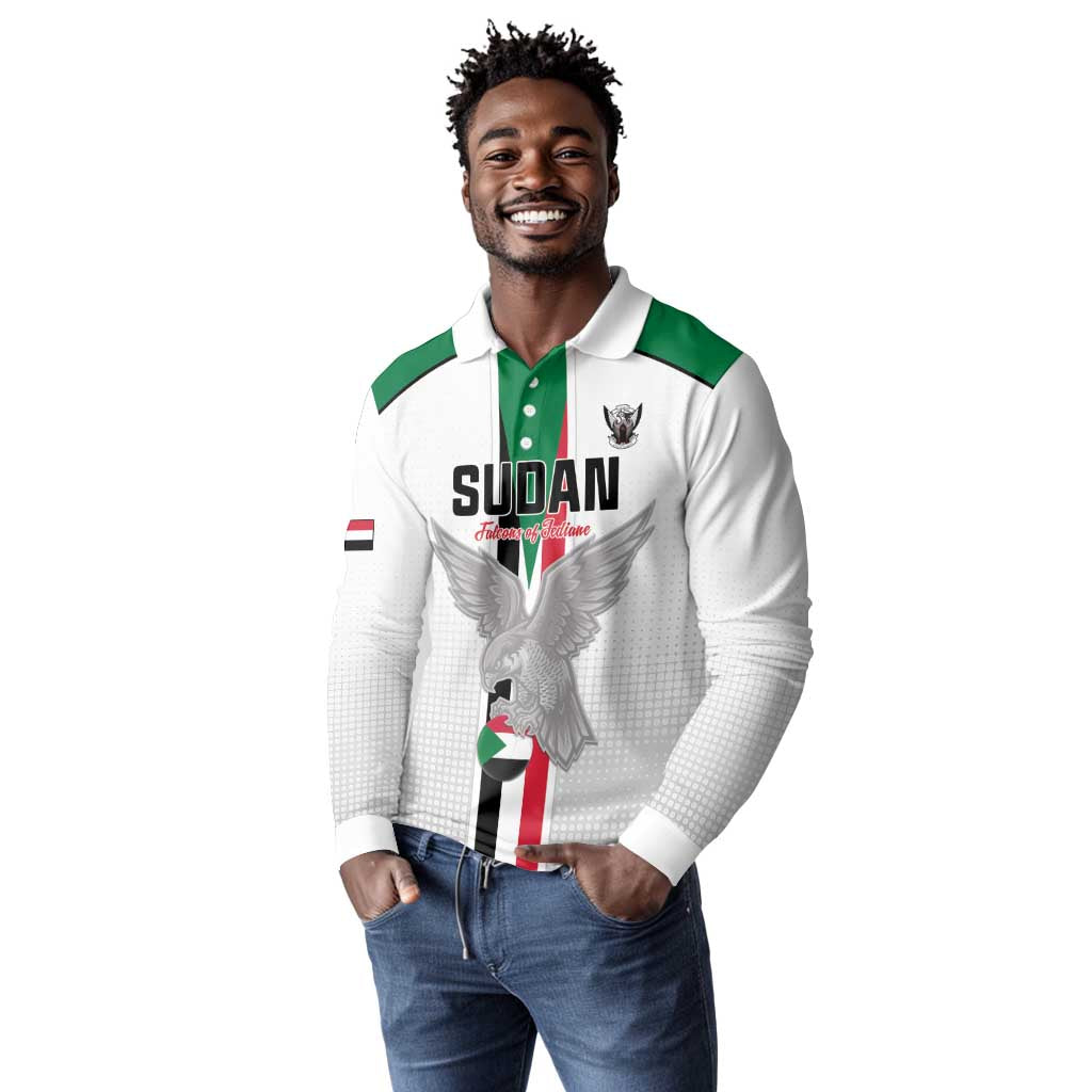 Afro Sudan Football Custom Long Sleeve Polo Shirt Come On Falcons of Jediane - African Pride