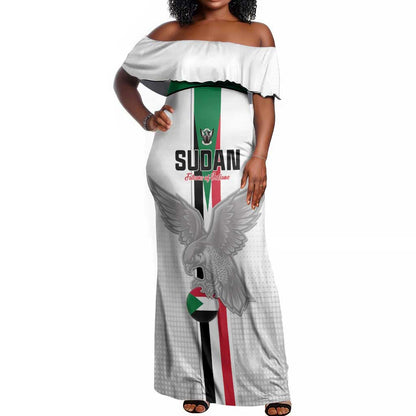 Afro Sudan Football Custom Off Shoulder Maxi Dress Come On Falcons of Jediane - African Pride
