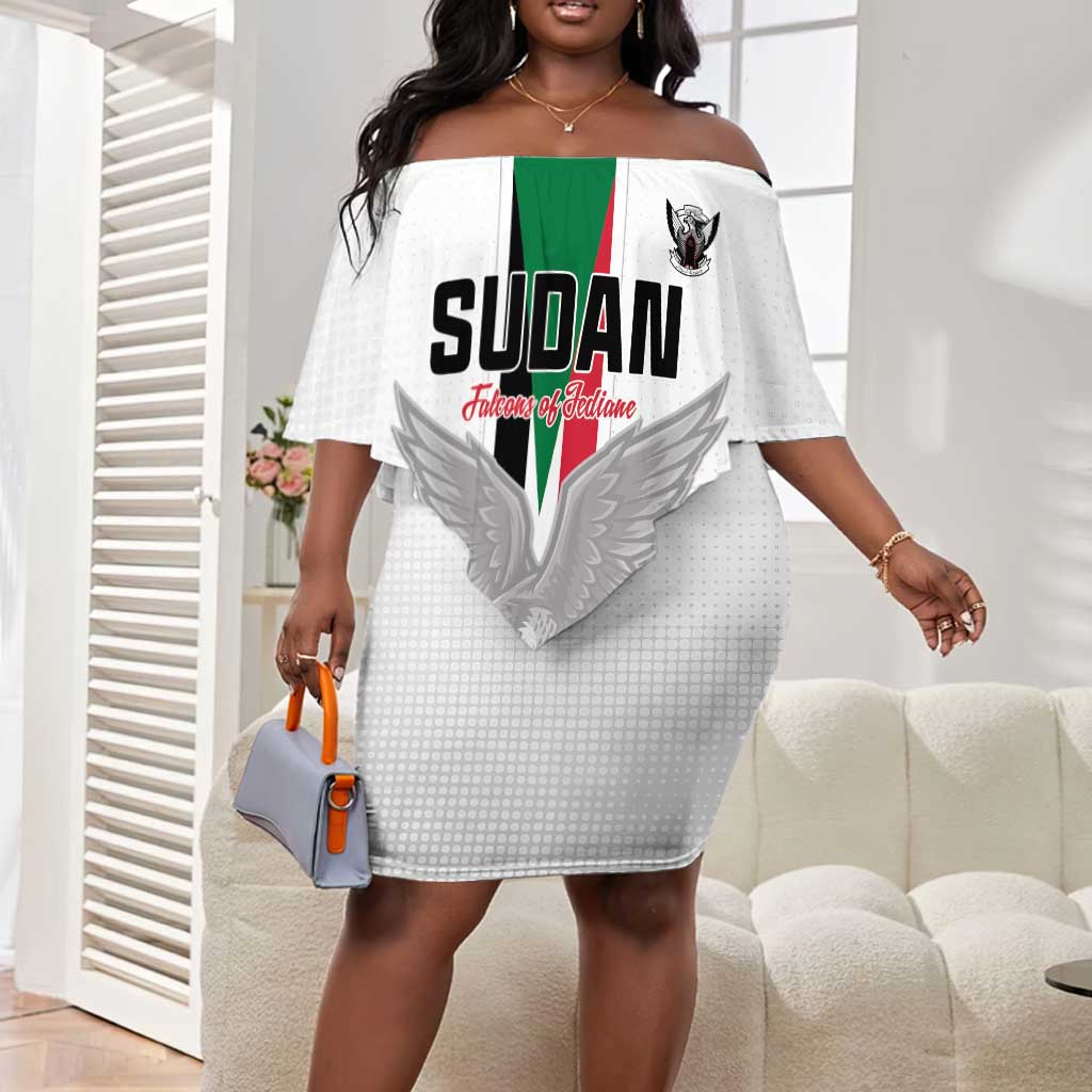 Afro Sudan Football Custom Off Shoulder Short Dress Come On Falcons of Jediane - African Pride