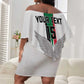 Afro Sudan Football Custom Off Shoulder Short Dress Come On Falcons of Jediane - African Pride