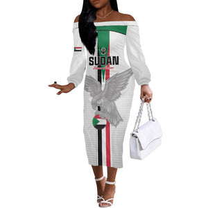 Afro Sudan Football Custom Off The Shoulder Long Sleeve Dress Come On Falcons of Jediane - African Pride