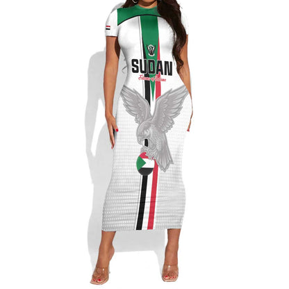 Afro Sudan Football Custom Short Sleeve Bodycon Dress Come On Falcons of Jediane - African Pride