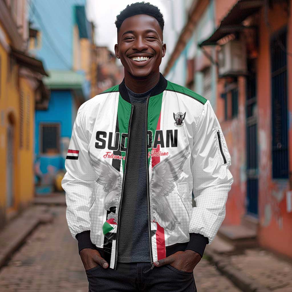 Afro Sudan Football Custom Sleeve Zip Bomber Jacket Come On Falcons of Jediane - African Pride