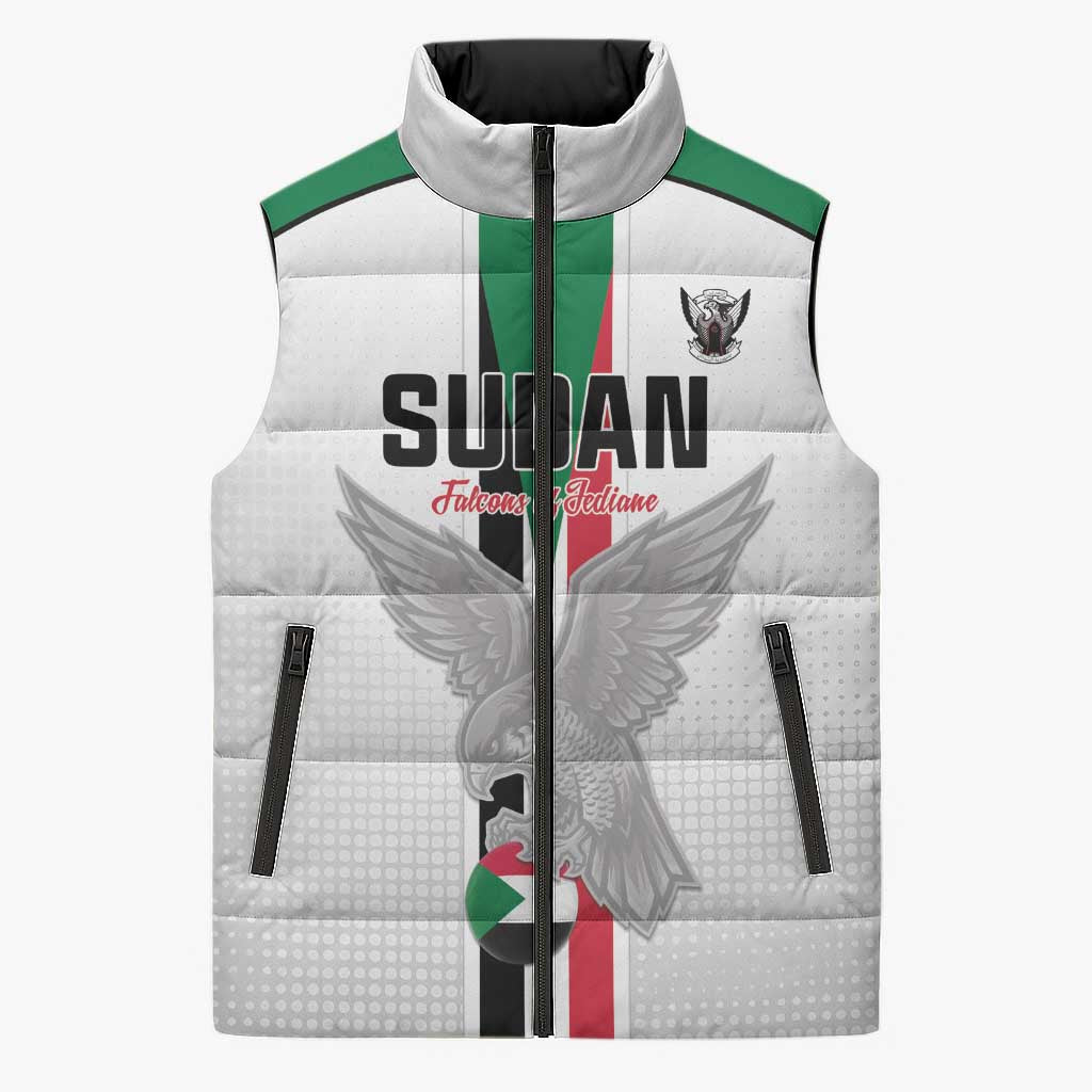 Custom Sudan Football Sleeveless Puffer Jacket Go Champions Falcons of Jediane