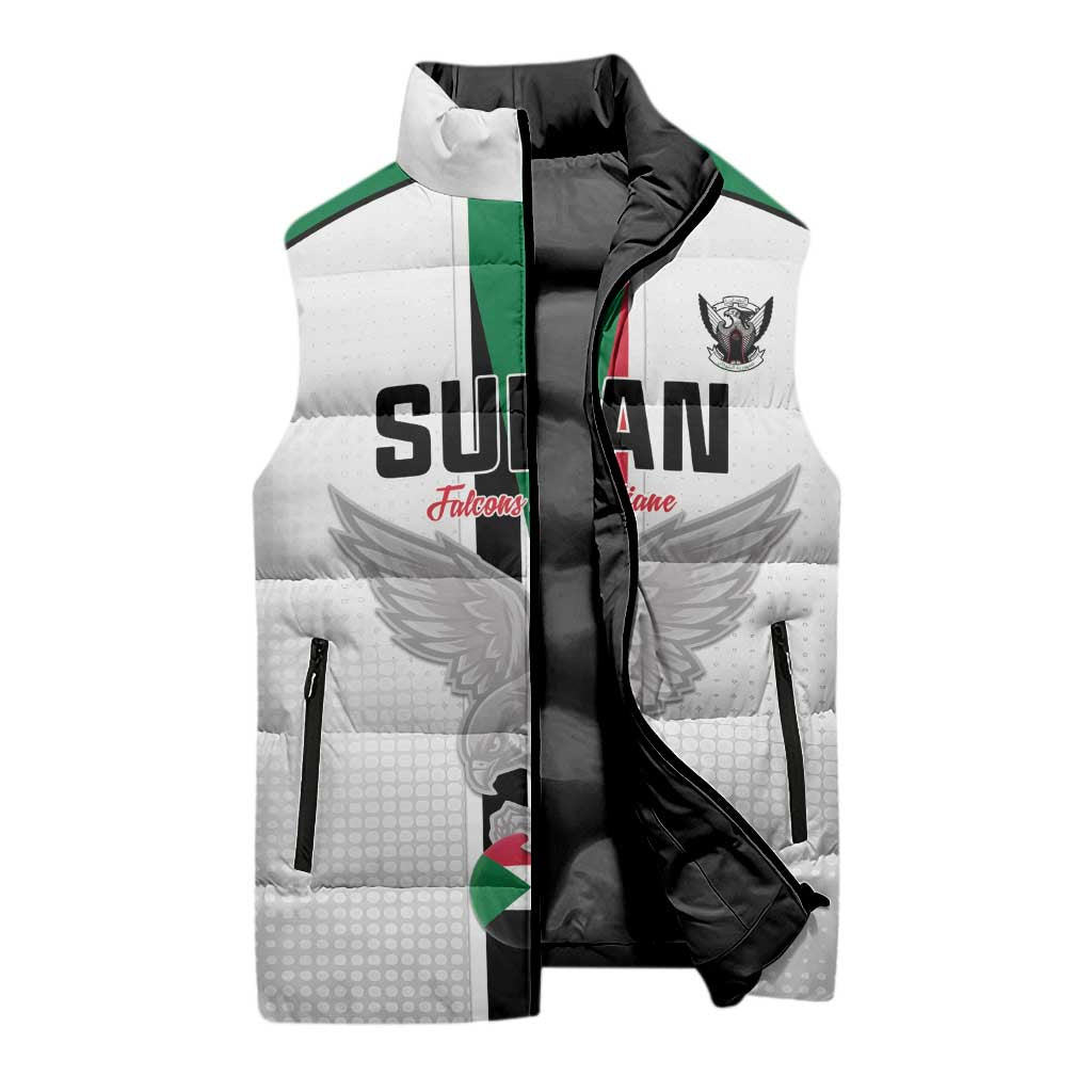 Custom Sudan Football Sleeveless Puffer Jacket Go Champions Falcons of Jediane