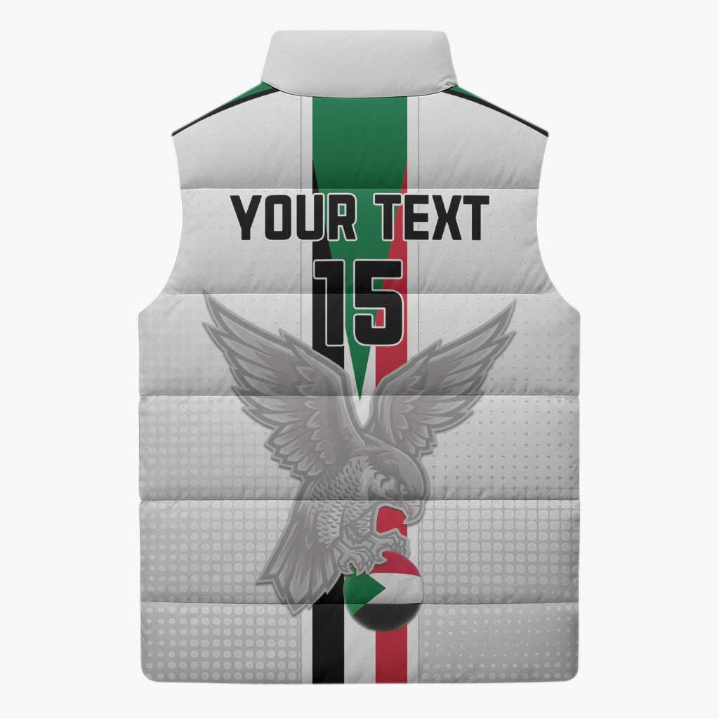 Custom Sudan Football Sleeveless Puffer Jacket Go Champions Falcons of Jediane