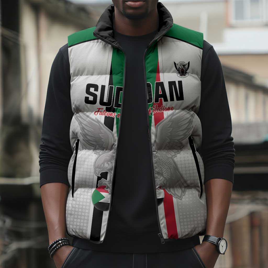 Custom Sudan Football Sleeveless Puffer Jacket Go Champions Falcons of Jediane