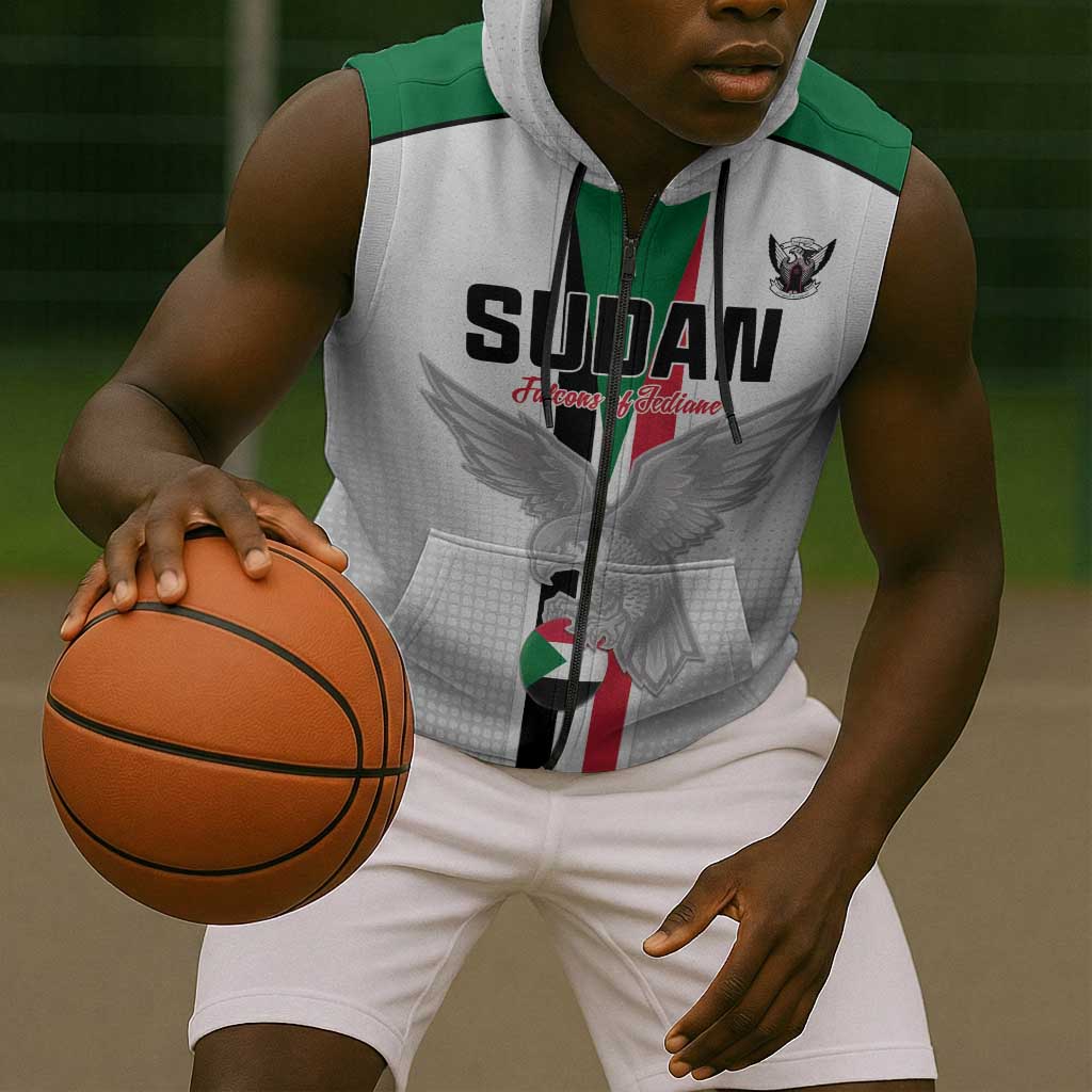 Afro Sudan Football Custom Sleeveless Zip Hoodie Come On Falcons of Jediane - African Pride