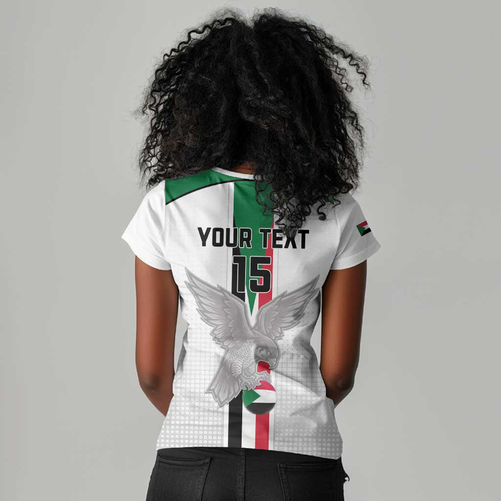 Afro Sudan Football Custom Women V-Neck T-Shirt Come On Falcons of Jediane - African Pride