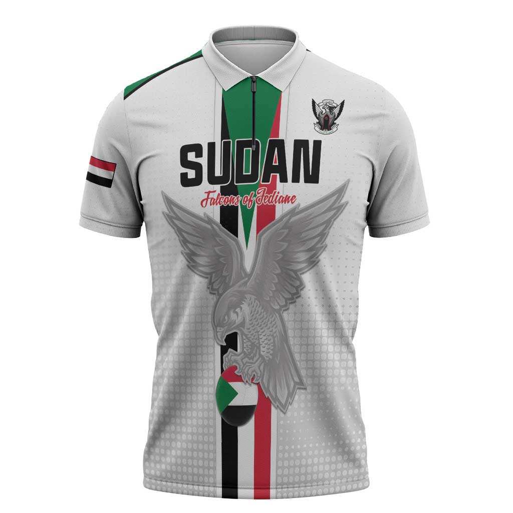 Custom Sudan Football Zipper Polo Shirt Go Champions Falcons of Jediane
