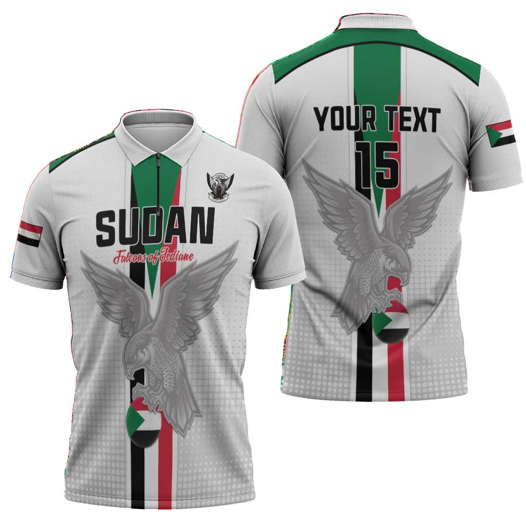 Custom Sudan Football Zipper Polo Shirt Go Champions Falcons of Jediane