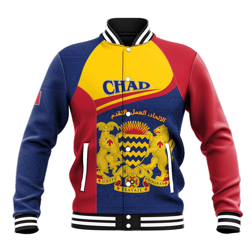 Afro Tchad Personalised Baseball Jacket Coat Of Arms - African Pattern