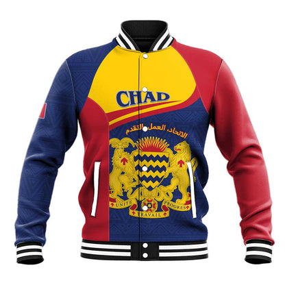 Afro Tchad Personalised Baseball Jacket Coat Of Arms - African Pattern