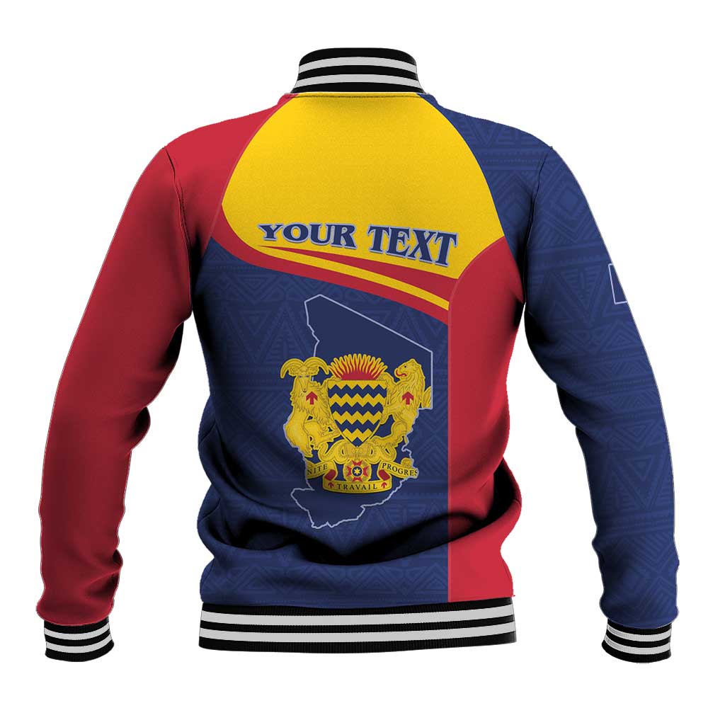 Afro Tchad Personalised Baseball Jacket Coat Of Arms - African Pattern
