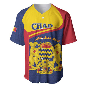Afro Tchad Personalised Baseball Jersey Coat Of Arms - African Pattern