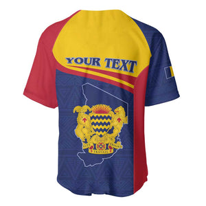Afro Tchad Personalised Baseball Jersey Coat Of Arms - African Pattern