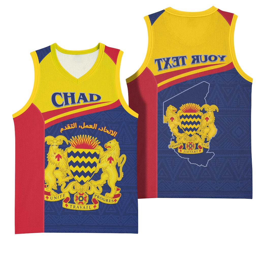 Afro Tchad Personalised Basketball Jersey Coat Of Arms - African Pattern - African Pride