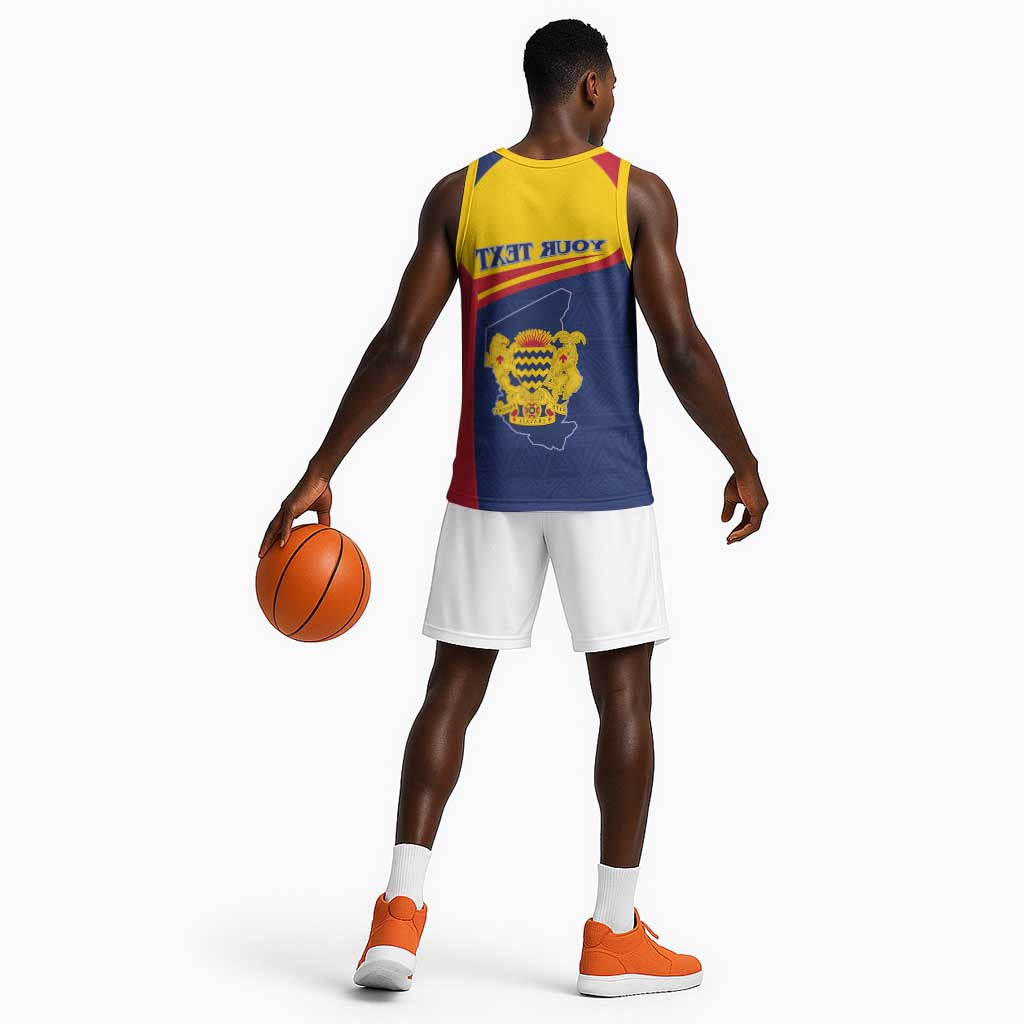 Afro Tchad Personalised Basketball Jersey Coat Of Arms - African Pattern - African Pride