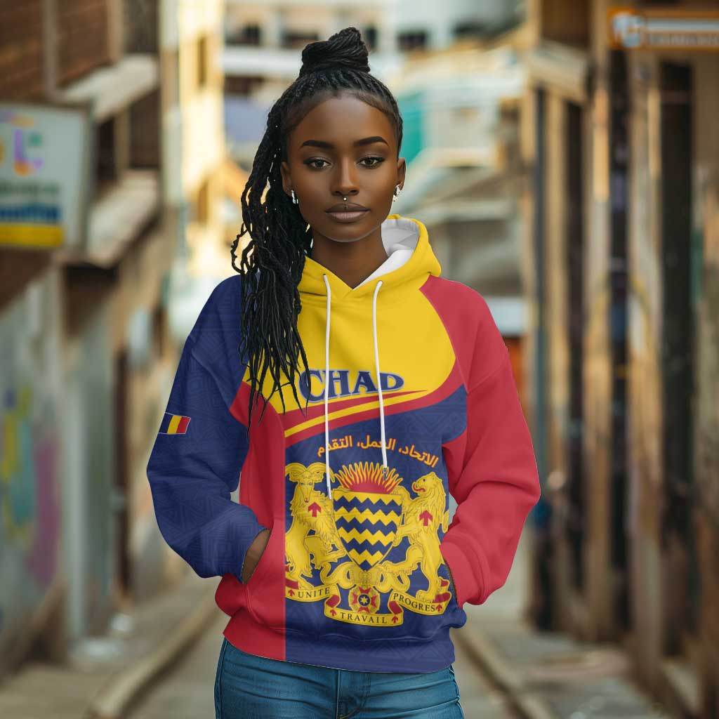 Afro Tchad Personalised Hoodie Coat Of Arms - African Pattern