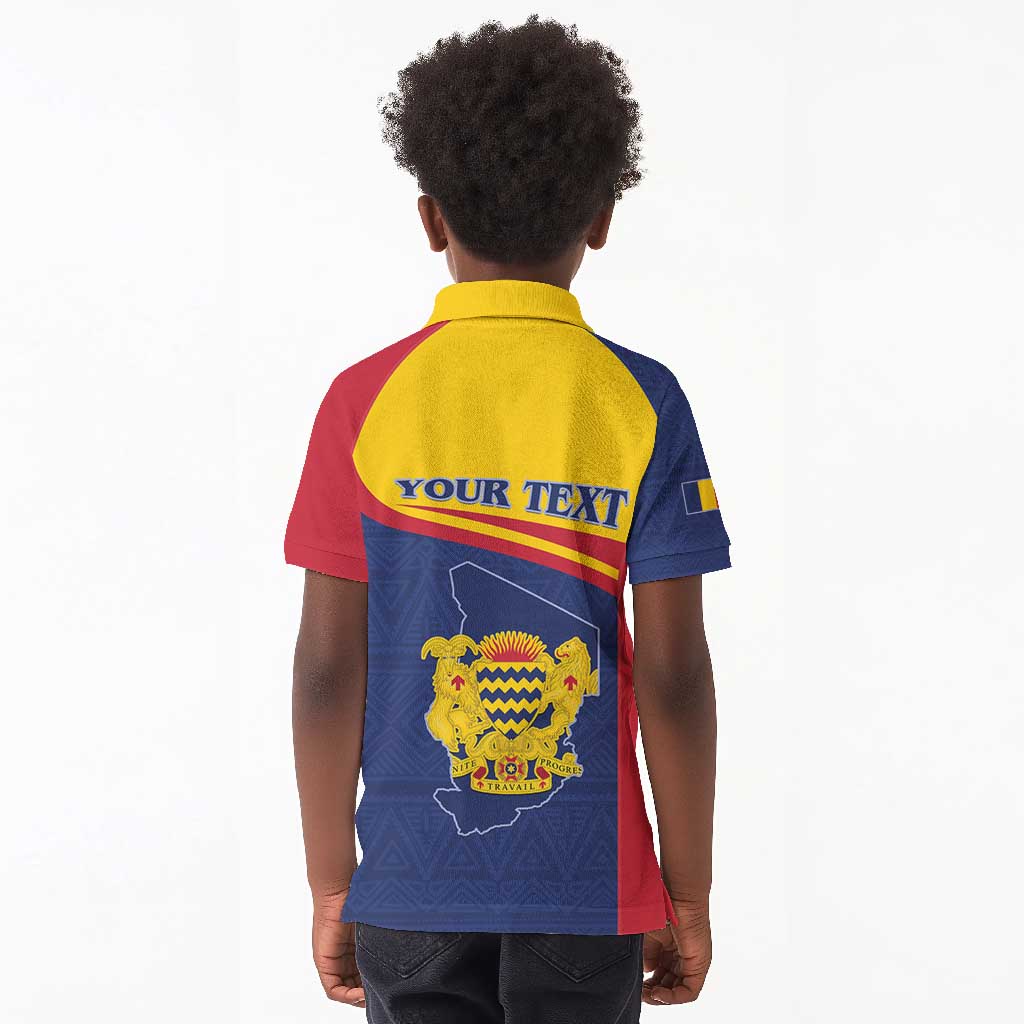 Afro Tchad Personalised Kid Polo Shirt Coat Of Arms - African Pattern