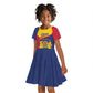 Afro Tchad Personalised Kid Short Sleeve Dress Coat Of Arms - African Pattern