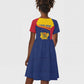 Afro Tchad Personalised Kid Short Sleeve Dress Coat Of Arms - African Pattern