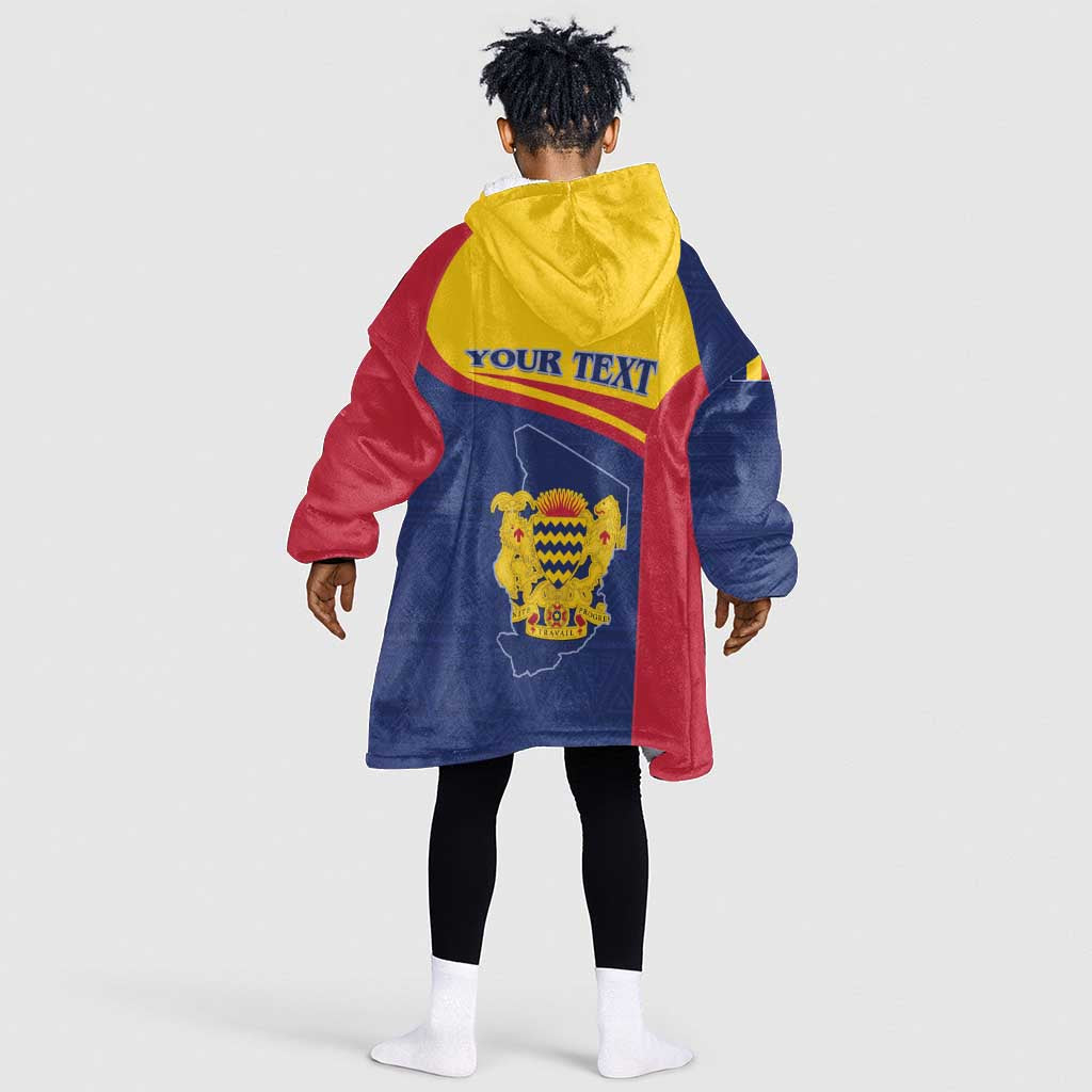 Afro Tchad Personalised Kid Wearable Blanket Hoodie Coat Of Arms - African Pattern