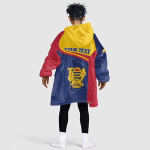 Afro Tchad Personalised Kid Wearable Blanket Hoodie Coat Of Arms - African Pattern