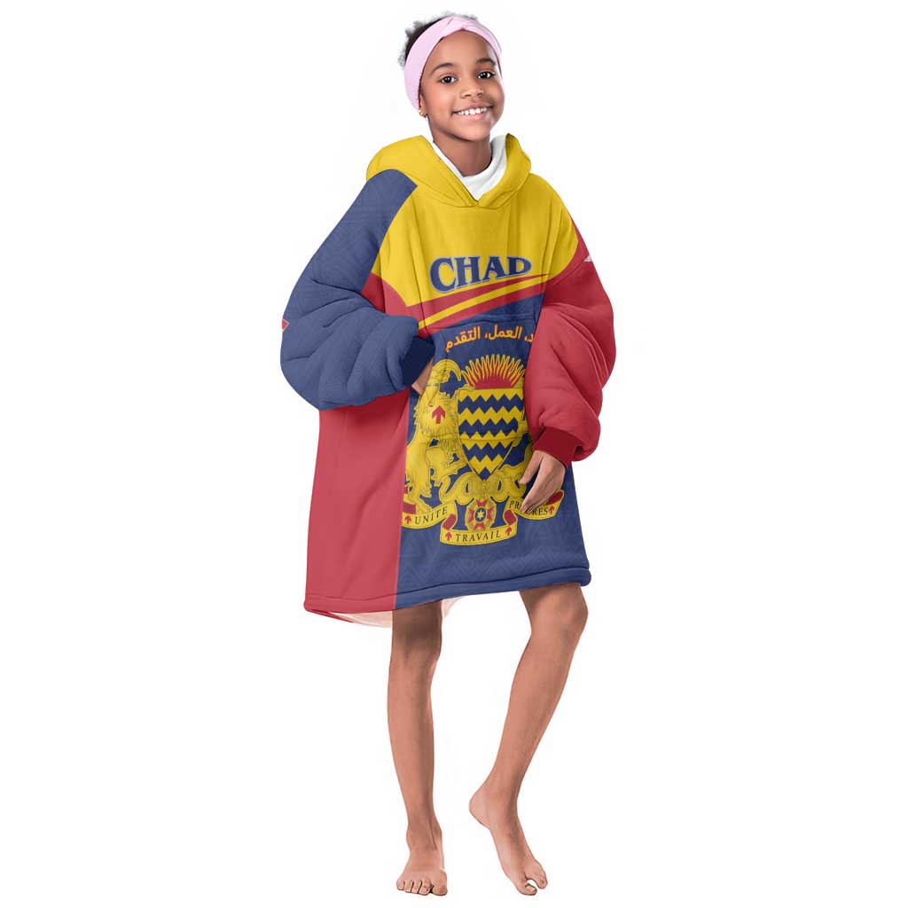 Afro Tchad Personalised Kid Wearable Blanket Hoodie Coat Of Arms - African Pattern