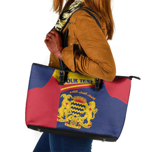 Afro Tchad Personalised Leather Tote Bag Coat Of Arms - African Pattern
