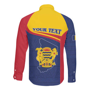 Afro Tchad Personalised Long Sleeve Button Shirt Coat Of Arms - African Pattern