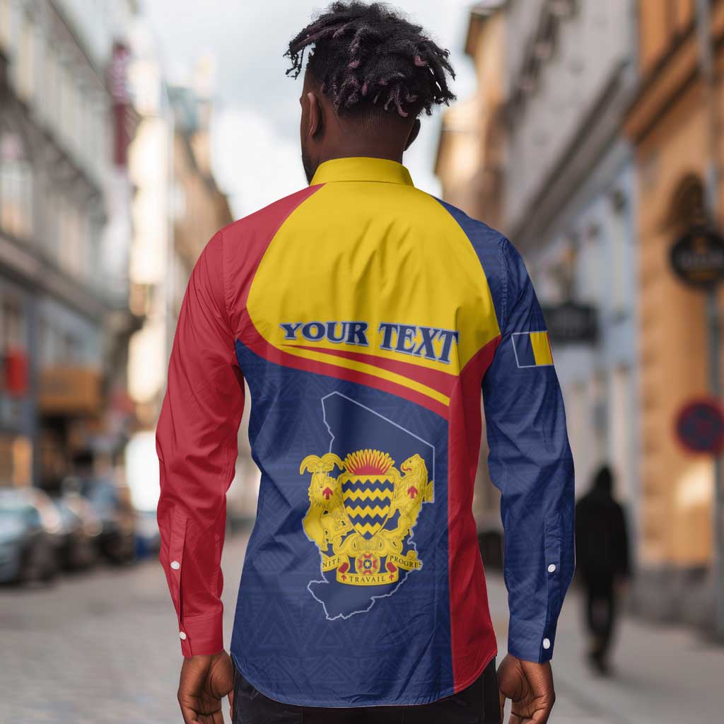 Afro Tchad Personalised Long Sleeve Button Shirt Coat Of Arms - African Pattern