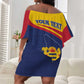 Afro Tchad Personalised Off Shoulder Short Dress Coat Of Arms - African Pattern