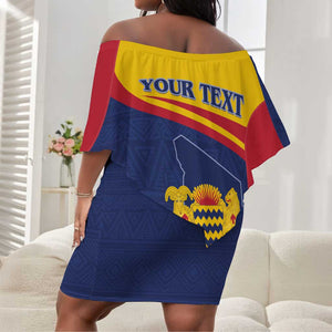 Afro Tchad Personalised Off Shoulder Short Dress Coat Of Arms - African Pattern