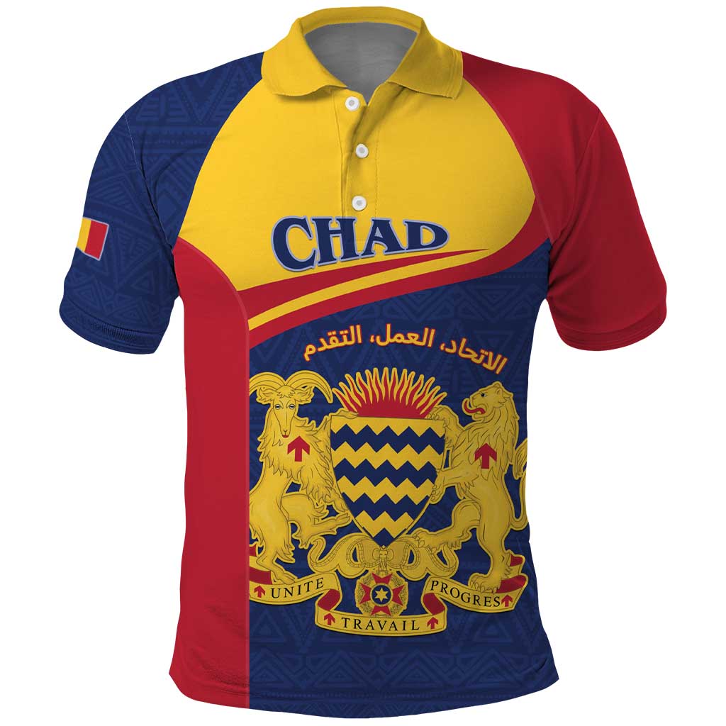 Afro Tchad Personalised Polo Shirt Coat Of Arms - African Pattern