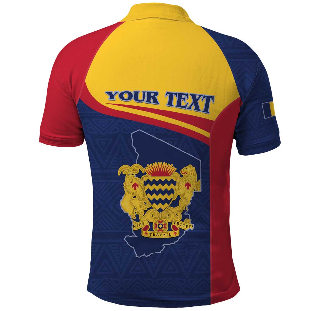 Afro Tchad Personalised Polo Shirt Coat Of Arms - African Pattern