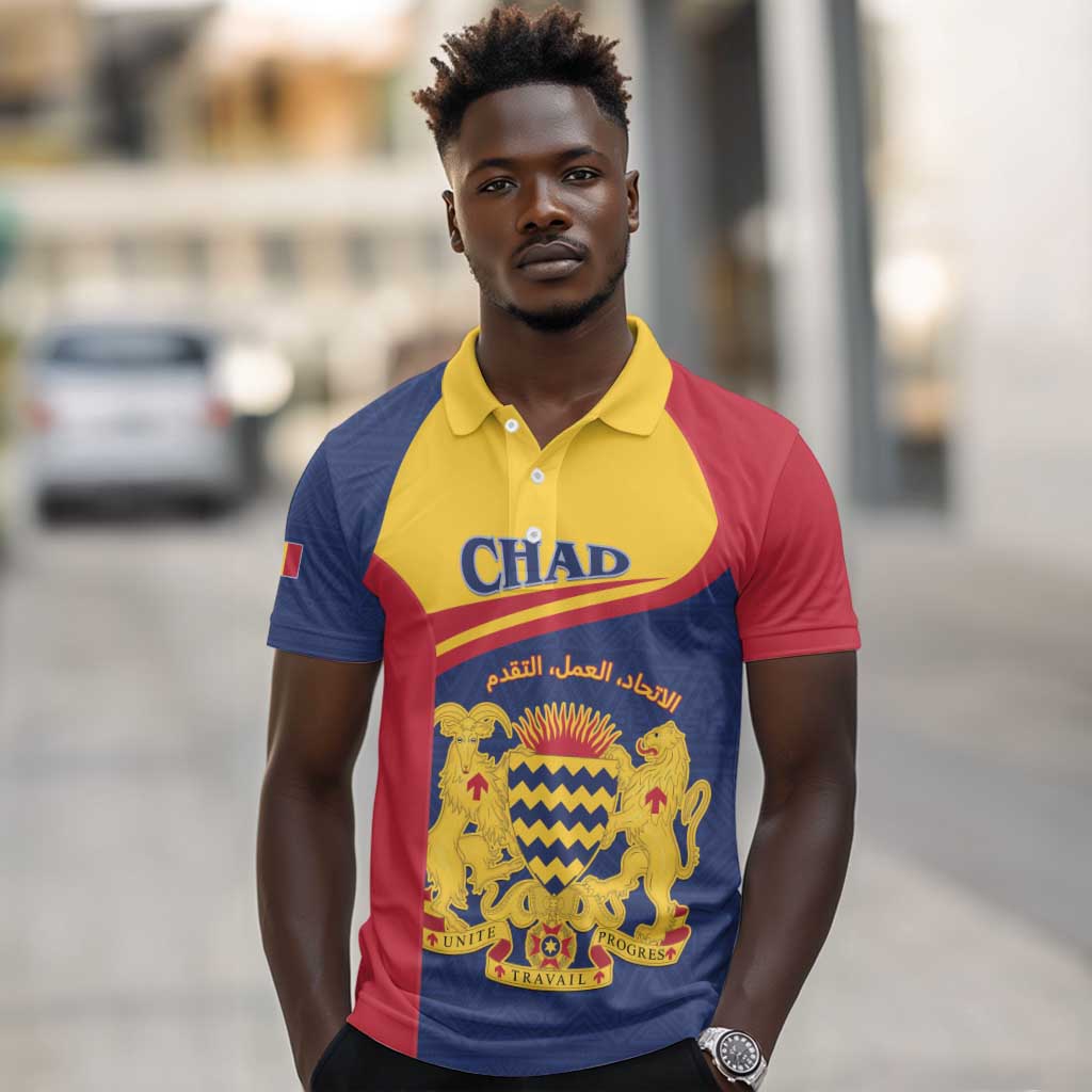 Afro Tchad Personalised Polo Shirt Coat Of Arms - African Pattern