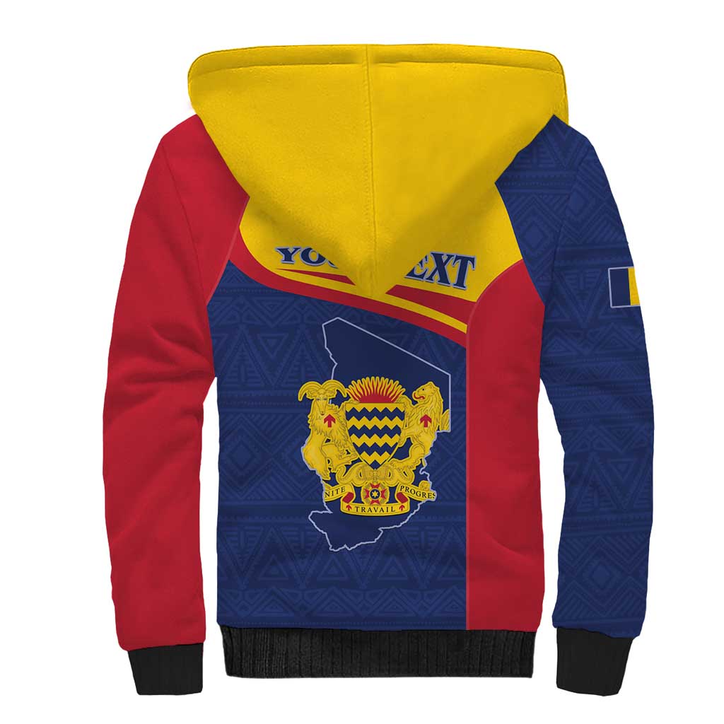 Afro Tchad Personalised Sherpa Hoodie Coat Of Arms - African Pattern