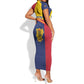 Afro Tchad Personalised Short Sleeve Bodycon Dress Coat Of Arms - African Pattern