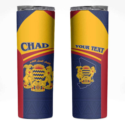 Afro Tchad Personalised Skinny Tumbler Coat Of Arms - African Pattern